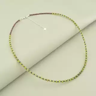 Намисто з гранатом грань (47 см, бордово-зелений, срібло 925, карабін)