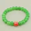 🏷️️ Браслет резинка з кварцу і лемпворку (18 см, зелений і червоний, камені в формі кульки) F-104808