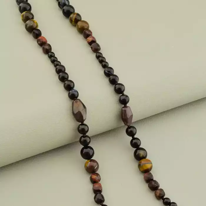 🏷️️ Намисто Турмалін, Бичаче око, Тигрове око 63 см ss_105726