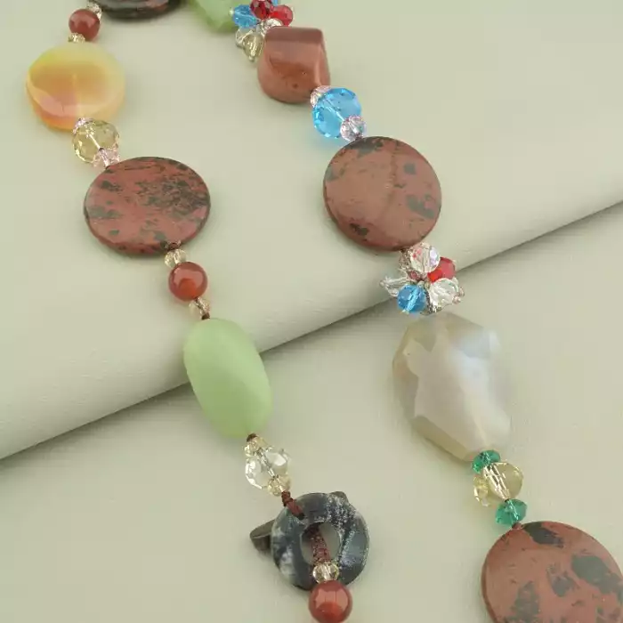 🏷️️ Намисто Обсидіан, Нефрит, Агат 66 см. ss_98226