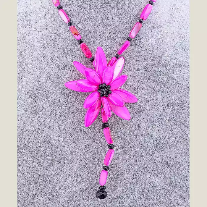 🏷️️ Підвіска квітка родований сплав Перламутр 50 см ss_10962