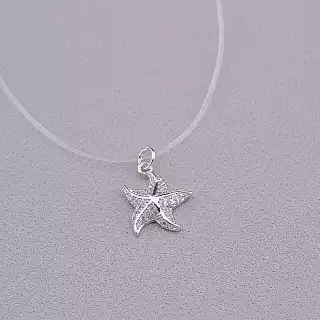 Підвіска морська зірка Фіаніт 40 см (родій)