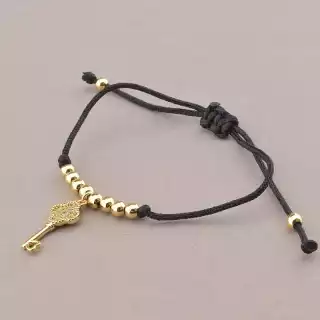 Браслет регульований Xuping Фіаніт 17 см (позолота 18к) шнурок