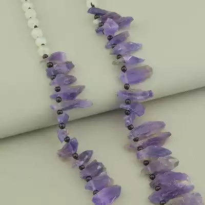 🏷️️ Намисто Аметист, Місячний камінь 52 см F-52700