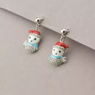 Сережки новорічні пусети Фіаніт Xuping (родій)