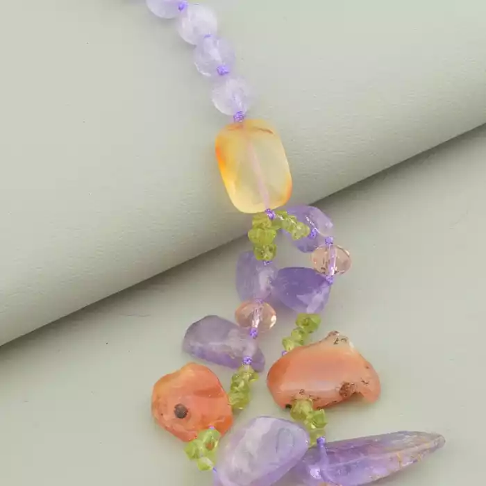 🏷️️ Намисто Сердолік, Аметист, Пренит 51 см ss_53640