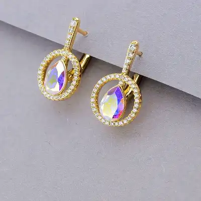 🏷️️ Сережки на англійській застібці Xuping Swarovski (позолота 18к) F-86474