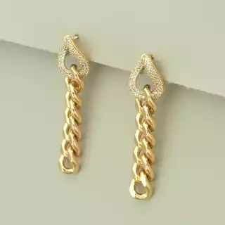 Сережки довгі пусети Xuping Фіаніт (позолота 18к)