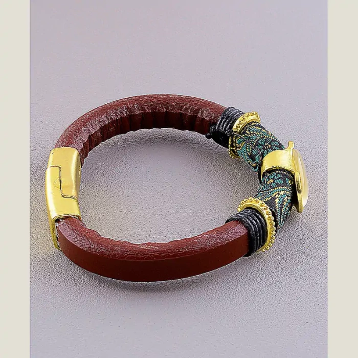 🏷️️ Браслет з магнітною застібкою Котяче око 18 см шкірозамінник ss_18397