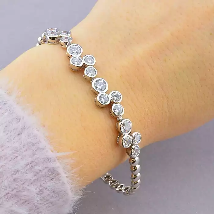 🏷️️ Браслет складний Xuping Фіаніт 17 см. (родій) ss_88344