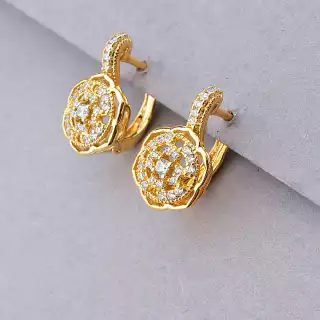 Сережки на англійській застібці Фіаніт Xuping (позолота 18к)