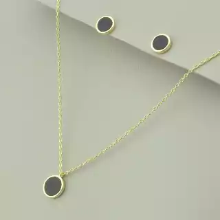 Підвіска + Сережки Saiya емаль 41 см. (позолота 18к (лимонна))