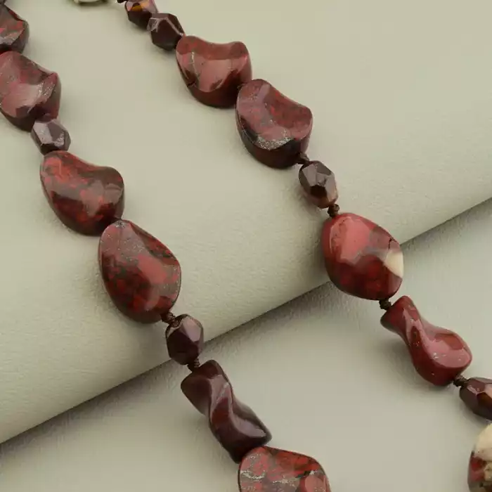 🏷️️ Намисто Яшма Бичаче око (41 см, карабін, кулька, коричневий) ss_104909