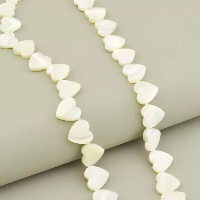 🏷️️ Намисто перламутр (44 см, карабін, молочний, срібний, сталь) ss_105009