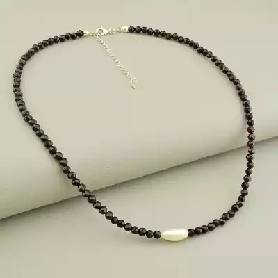 Підвіска Гранат, Перли 42 см срібло (925)