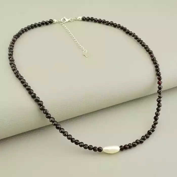 🏷️️ Підвіска Гранат, Перли 42 см срібло (925) ss_105827