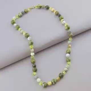 Намисто Яшма, Чеський кришталь 56 см.