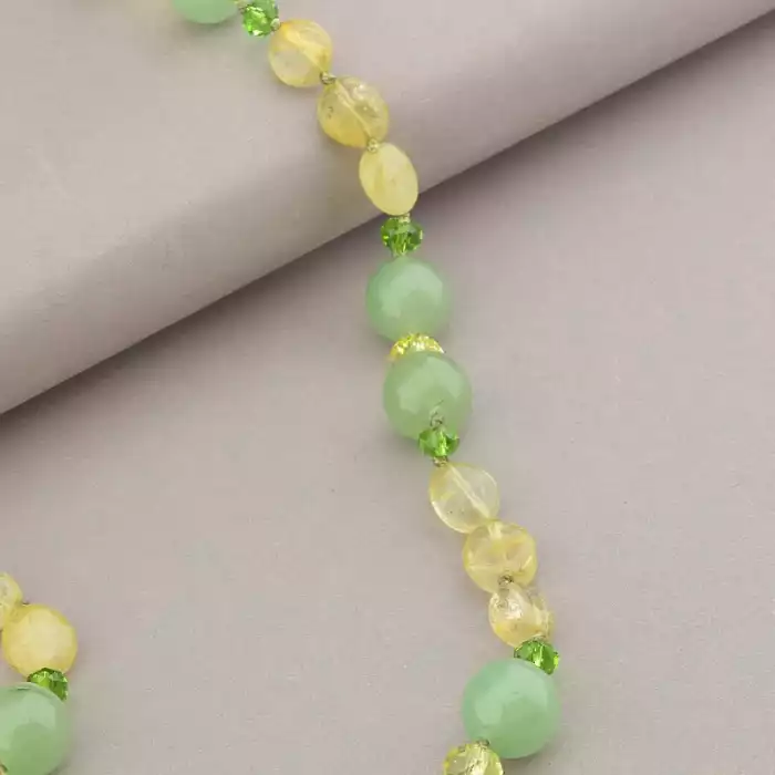 🏷️️ Намисто Нефрит, Цитрин, Чеський кришталь 58 см. (срібло 925 проба) ss_91145