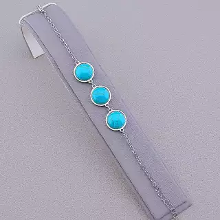 Браслет з карабіном Бірюза 19 см