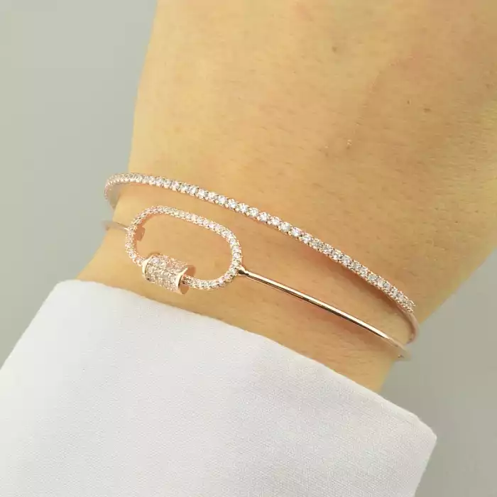 🏷️️ Браслет без застібки Saiya Фіаніт 17 см. (позолота 18к рожева) ss_92436