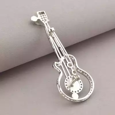 🏷️️ Брошка гітара FJ Фіаніт (родій) F-65272