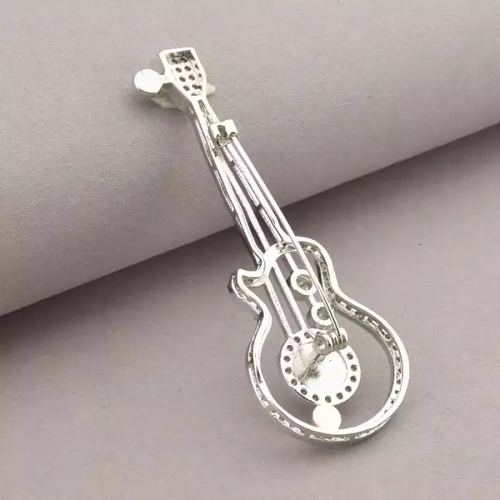 🏷️️ Брошка гітара FJ Фіаніт (родій) ss_65272