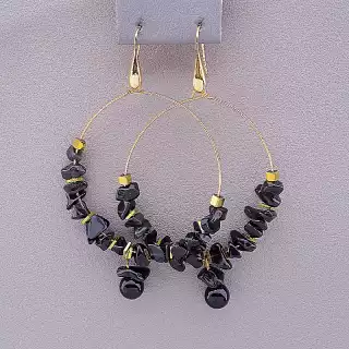 Сережки петельки Stainless Steel Агат