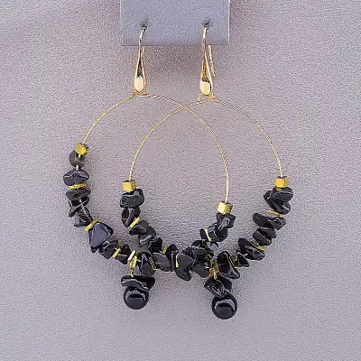 🏷️️ Сережки петельки Stainless Steel Агат F-85671