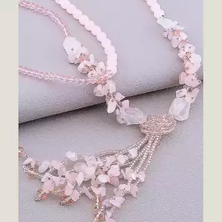 Намисто Рожевий кварц 74 см