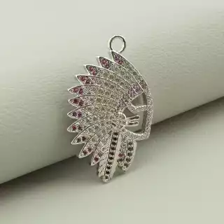 Кулон індіанець Фіаніт 30х22 (родій)