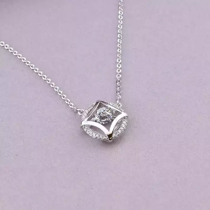 🏷️️ Підвіска з Танцюючим камінчиком Xuping Фіаніт 45 см (родій) ss_77834