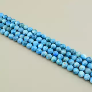 Намистини ларімар апатит (38 см, 10 мм, кулька, синій, без замку)