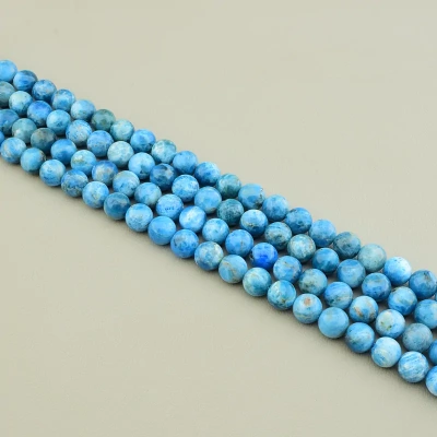 Нитка ларімар апатит (38 см, 10 мм, кулька, синій, без замку)