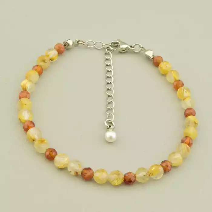 🏷️️ Браслет на карабіні Волосатик, Гранат 18 см F-105728