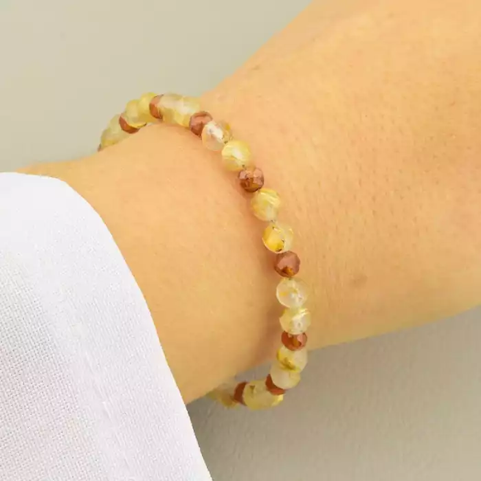 🏷️️ Браслет на карабіні Волосатик, Гранат 18 см F-105728