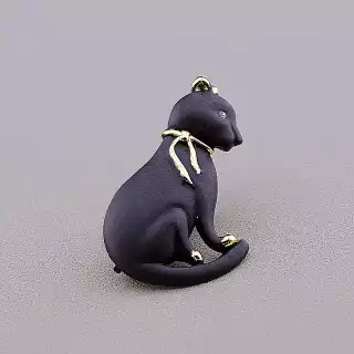 Брошка кіт шпилька Сrystal (позолота 18к)