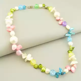 Намисто мінімалістичне Майорка, Перли, Кварц 55 см