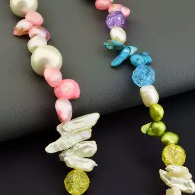 🏷️️ Намисто мінімалістичне Майорка, Перли, Кварц 55 см F-106234