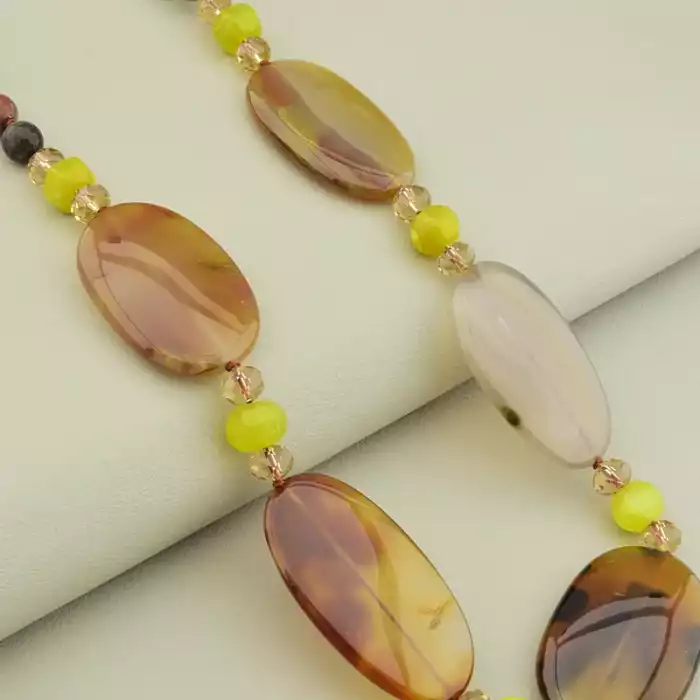 🏷️️ Намисто петля Яшма, Агат, Жадеїт 62 см ss_106443
