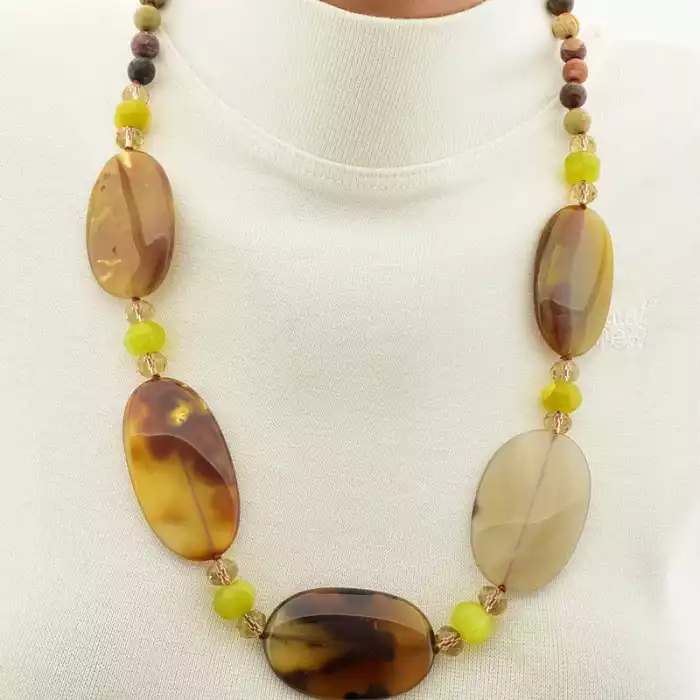 🏷️️ Намисто петля Яшма, Агат, Жадеїт 62 см ss_106443