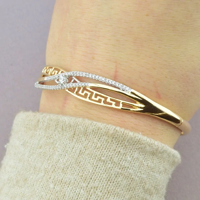 🏷️️ Браслет шарнірний Xuping Фіаніт 17 см (позолота 18к) ss_48603