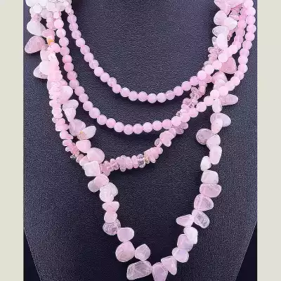 🏷️️ Намисто Рожевий кварц 62 см F-12925