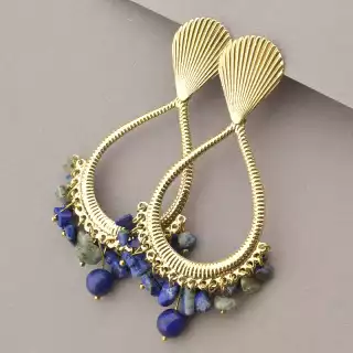 Сережки пусети Stainless Steel Лазурит, Содалит