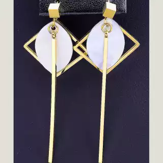 Сережки пусети Stainless Steel Перламутр (позолота 18к)