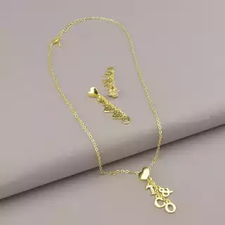 Підвіска + Сережки 45 см. (позолота 18к)