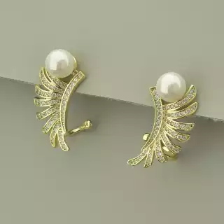 Сережки об'ємні пусети Xuping Фіаніт (позолота 18к лимонна)