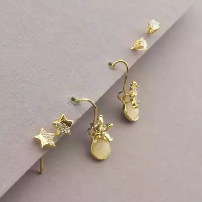 🏷️️ Сережки пусети 3 пари Saiya Фіаніт (позолота 18к) F-95990