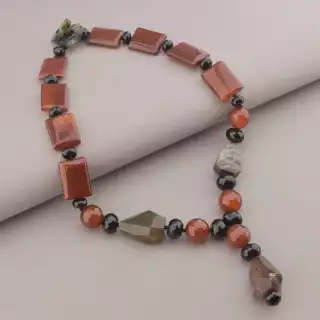 Намисто Сердолік, Агат, Яшма 51 см.