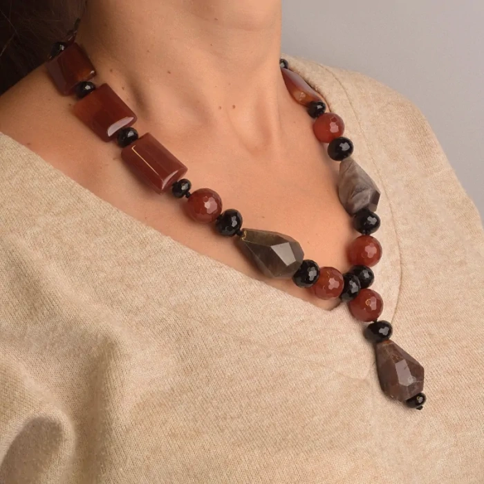 🏷️️ Намисто Сердолік, Агат, Яшма 51 см. ss_96687