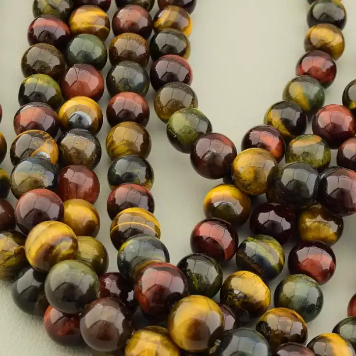 🏷️️ Намистини Тигрове око, Бичаче око, Соколине око 38 см 10.5 мм. (без застібки) ss_105425